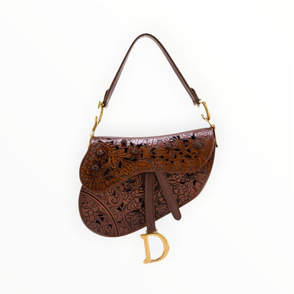 Dior Laser-Cut Floral Leather Saddle