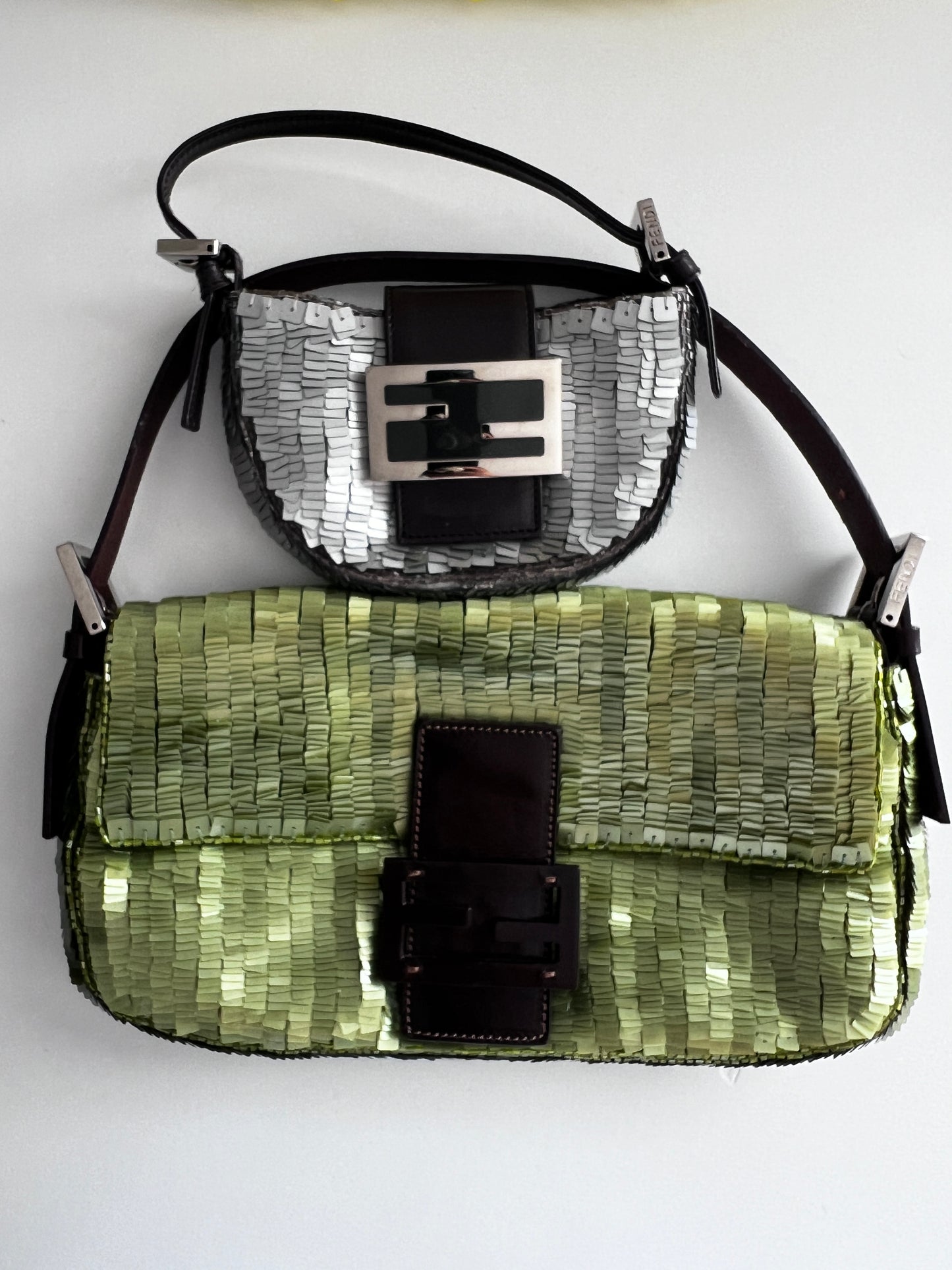 Vintage Fendi silver sequin croissant bag