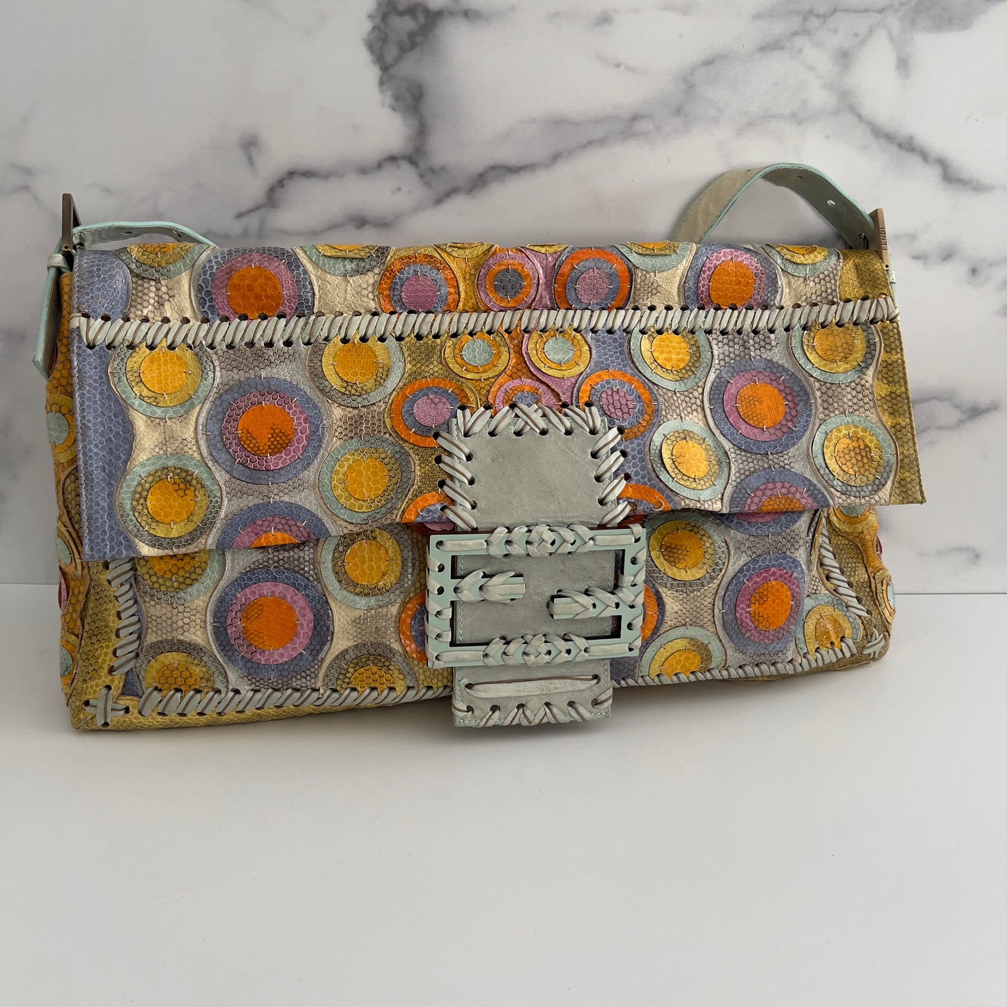 Fendi Pyhon Skin Bubble XXL Baguette