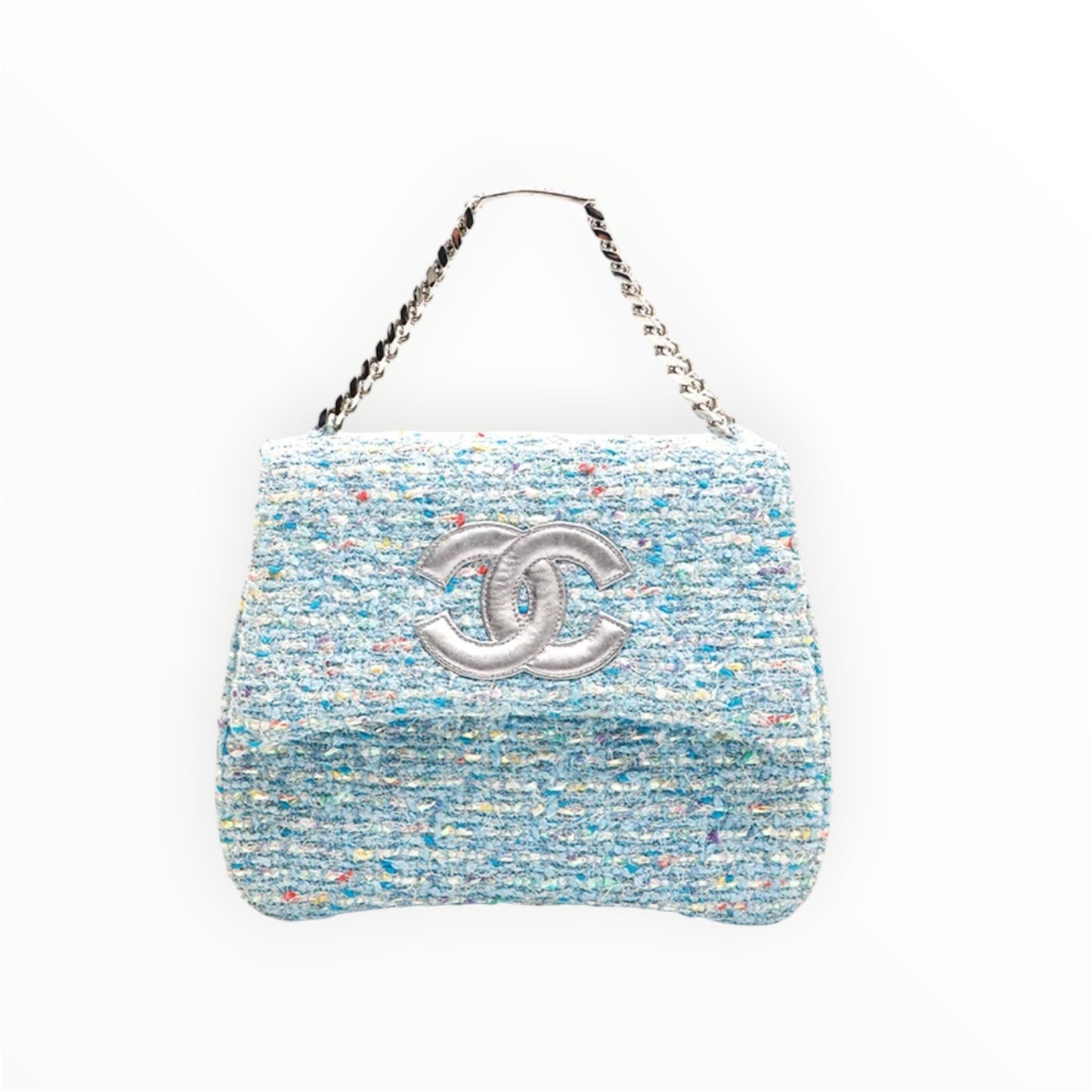 Vintage Chanel CC Confetti Tweed with flap Blue