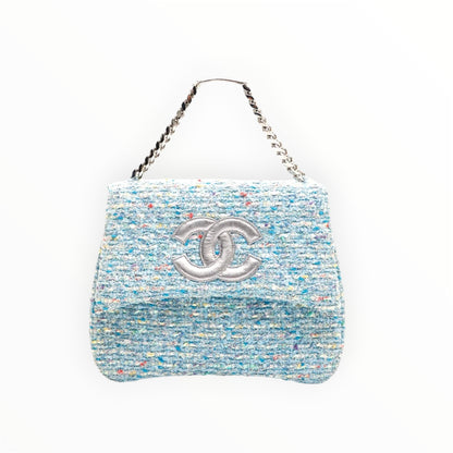 Vintage Chanel CC Confetti Tweed with flap Blue