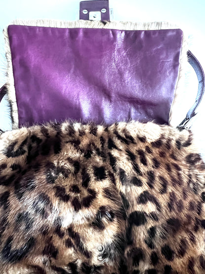 Vintage Fendi cheetah pattern mink fur mamma baguette