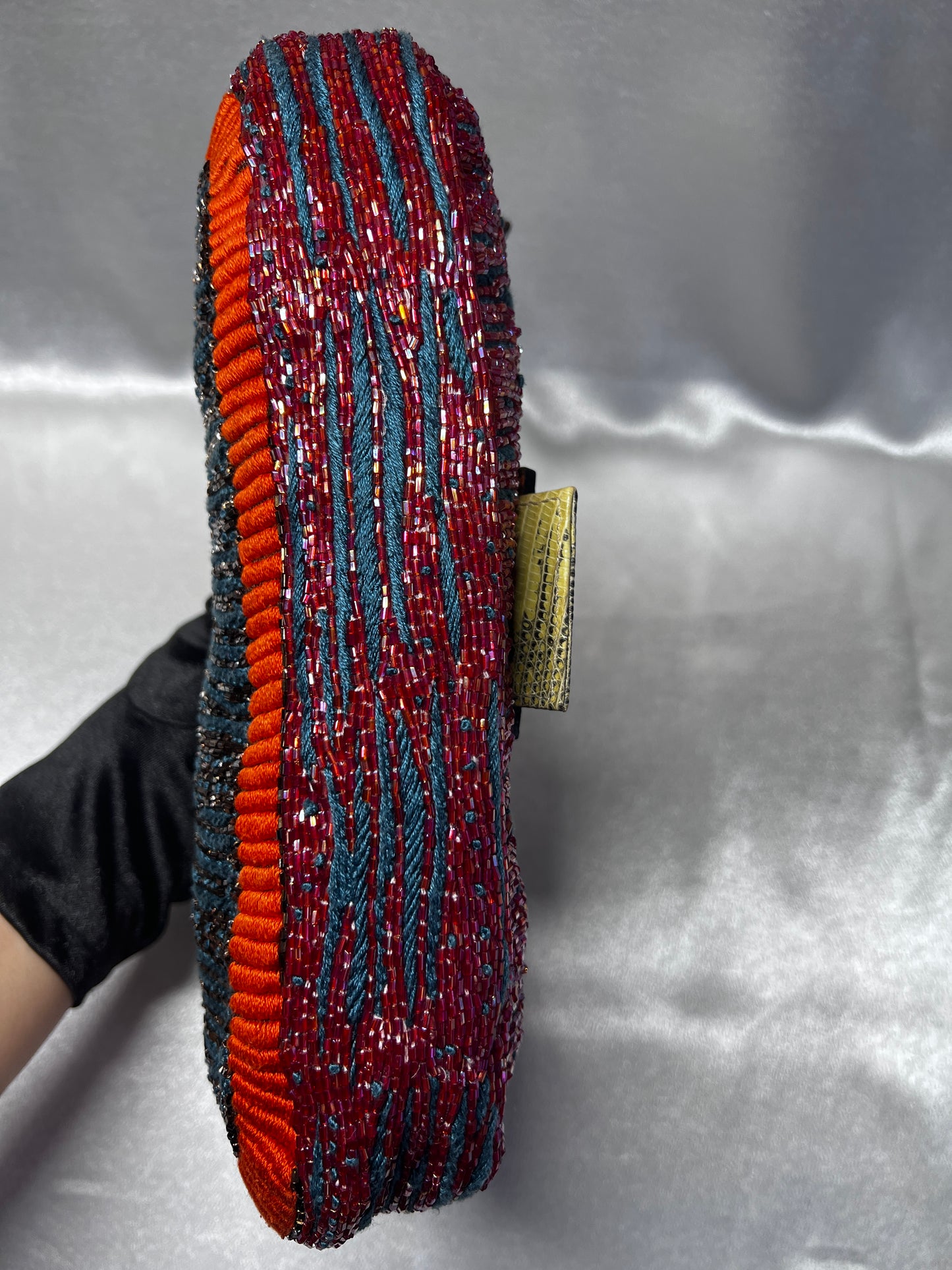 Fendi multi color lizard skin strap baguette