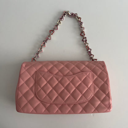 Vintage Chanel Pink Quilted Lambskin Medium Heart Chain Valentine Flap Bag