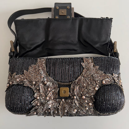 Vintage Fendi Deep Jungle Beaded Embroidery Baguette