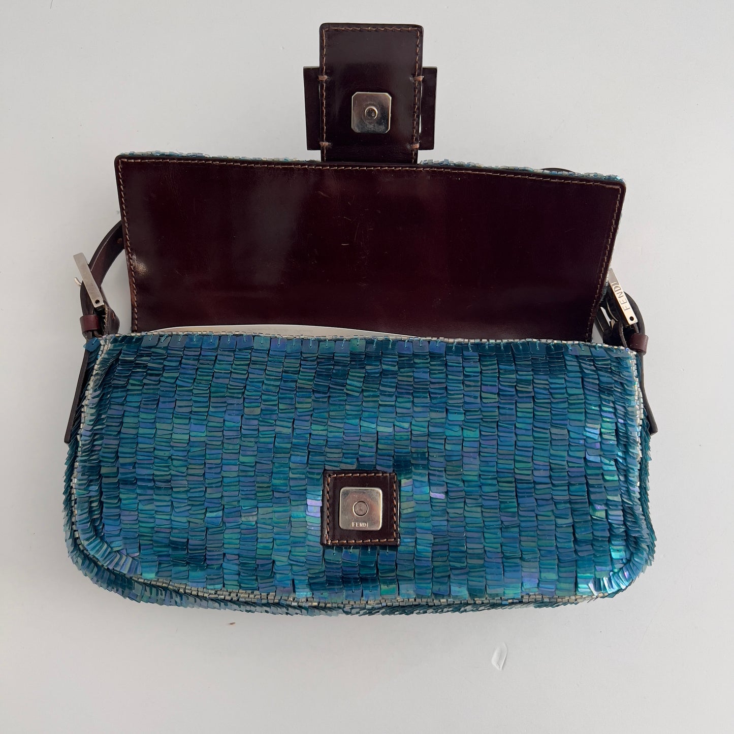 Vintage Fendi Blue Sequin Baguette