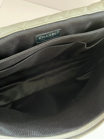 Chanel silver XXL size flap bag