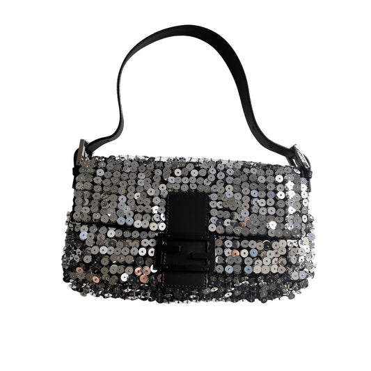 Fendi 3D Silver Sequin Baguette