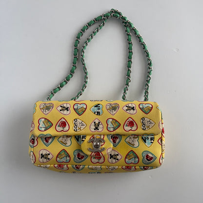 Vintage Chanel Valentine Heart Limited Edition Canvas Small Flap Bag