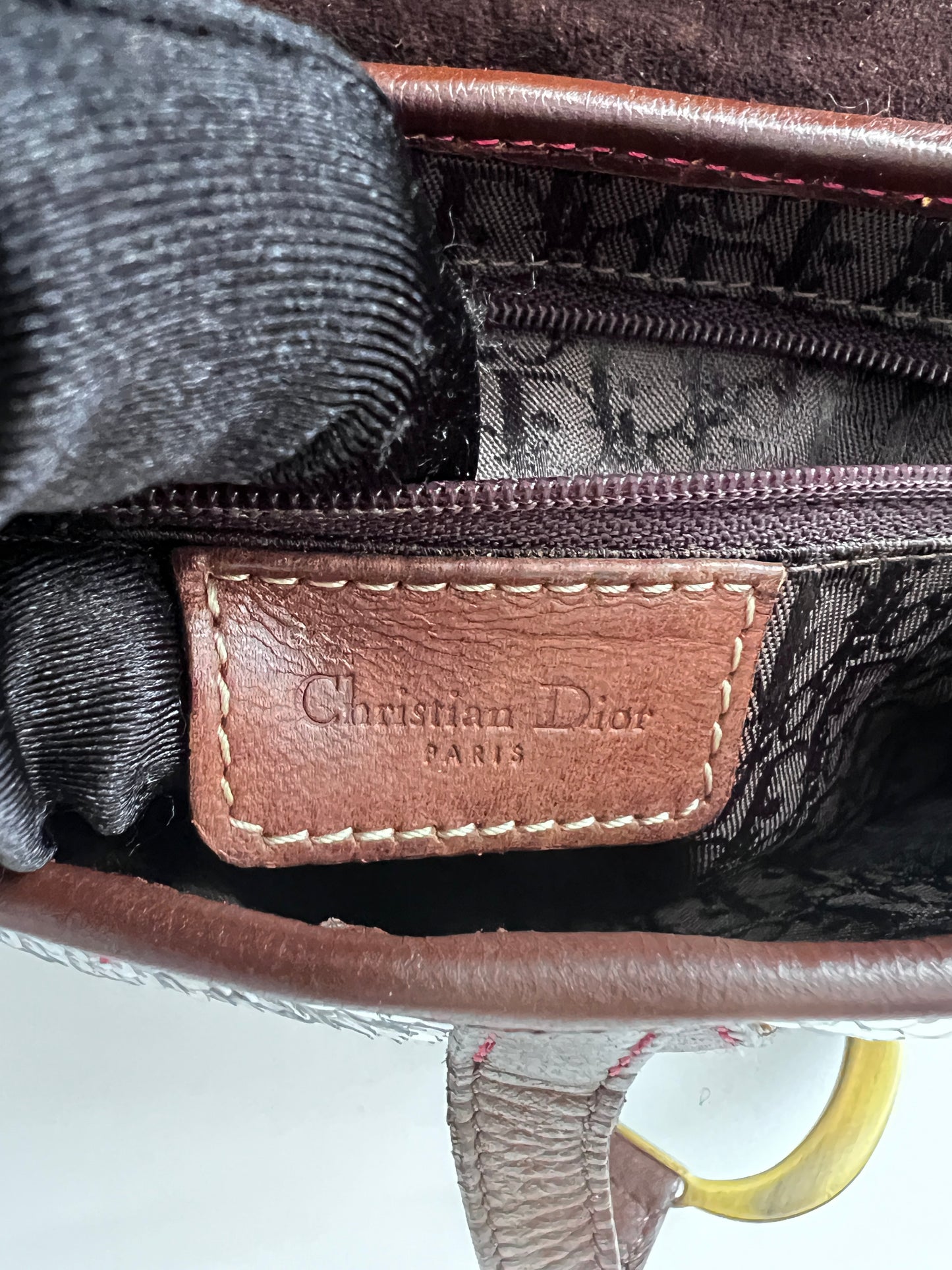 Vintage Dior silver sequin leather saddle bag