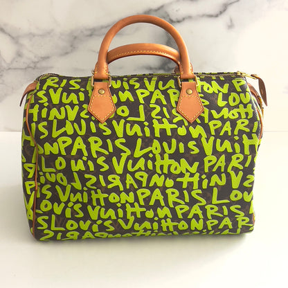 Louis Vuitton Monogram Green Graffiti Speedy 30
