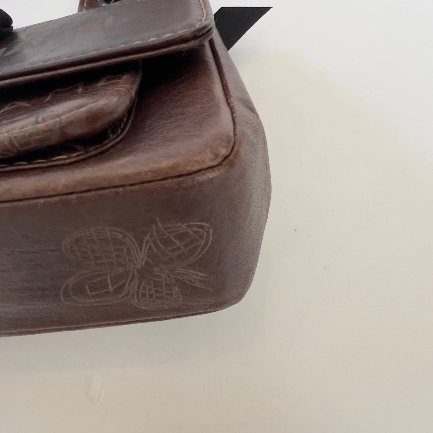 Vintage Chanel Brown Leather Graffiti Coco No 5 Bag