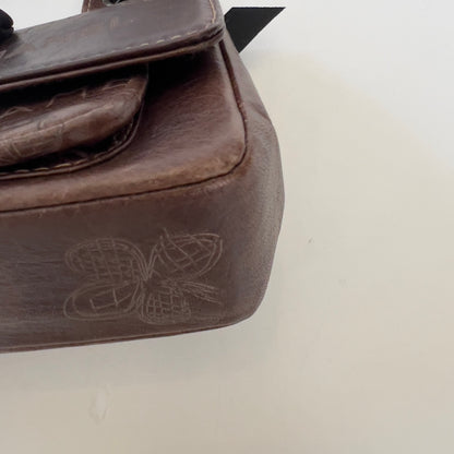 Vintage Chanel Brown Leather Graffiti Coco No 5 Bag