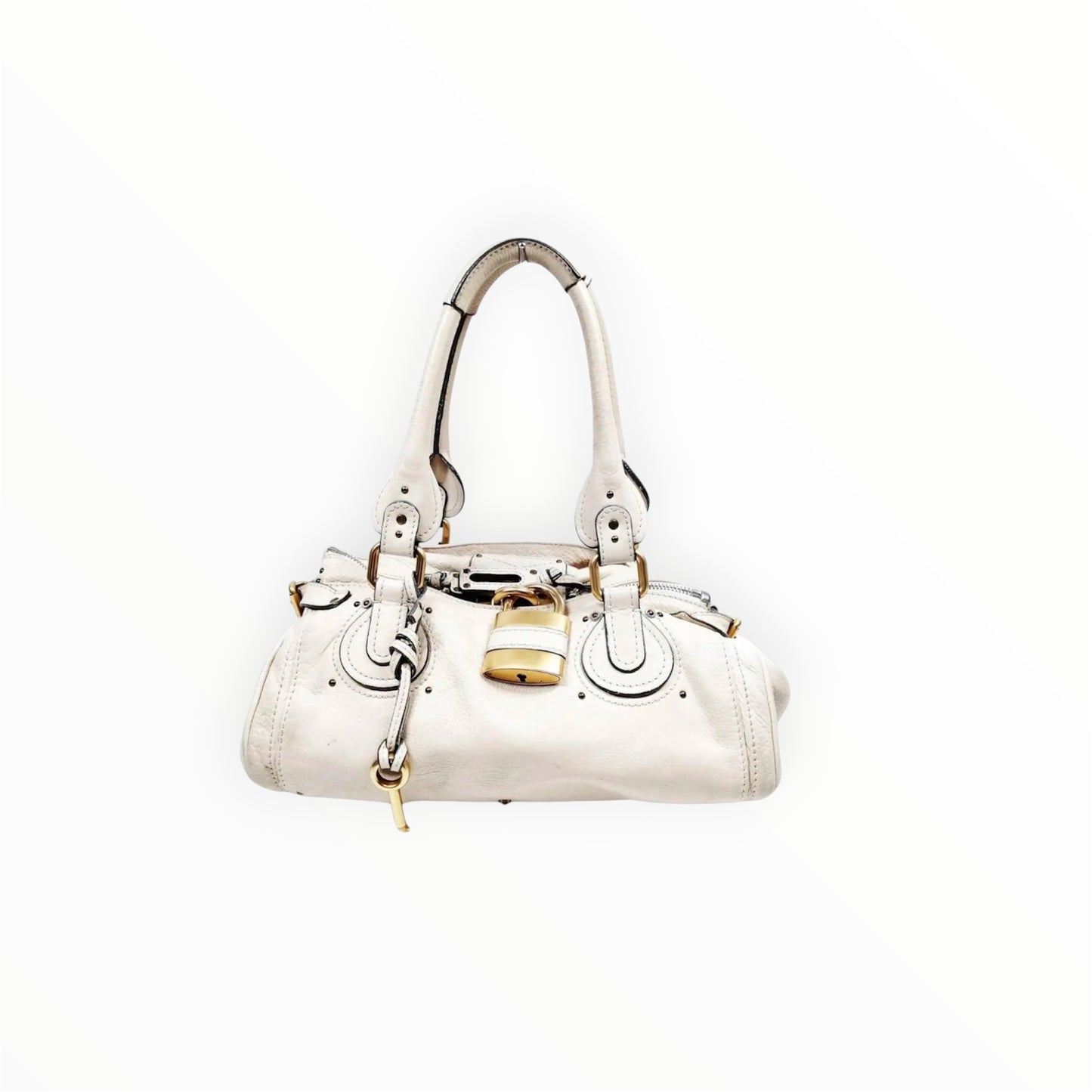 Chloé small Paddington padlock leather tote bag white