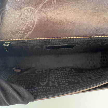 Vintage Chanel Brown Leather Graffiti Coco No 5 Bag