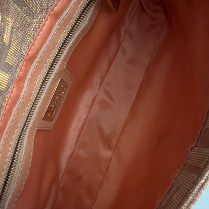 Fendi Peach Metallic Zucca Baguette