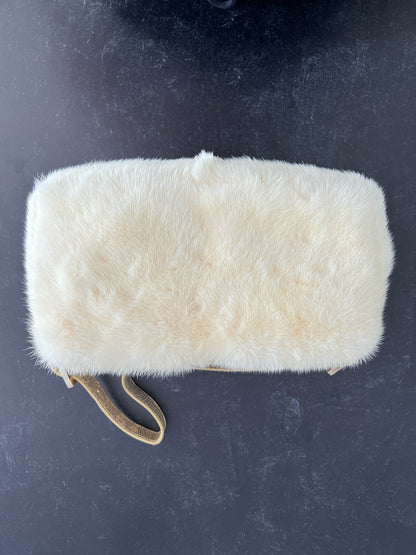 Fendi natural white mink fur baguette