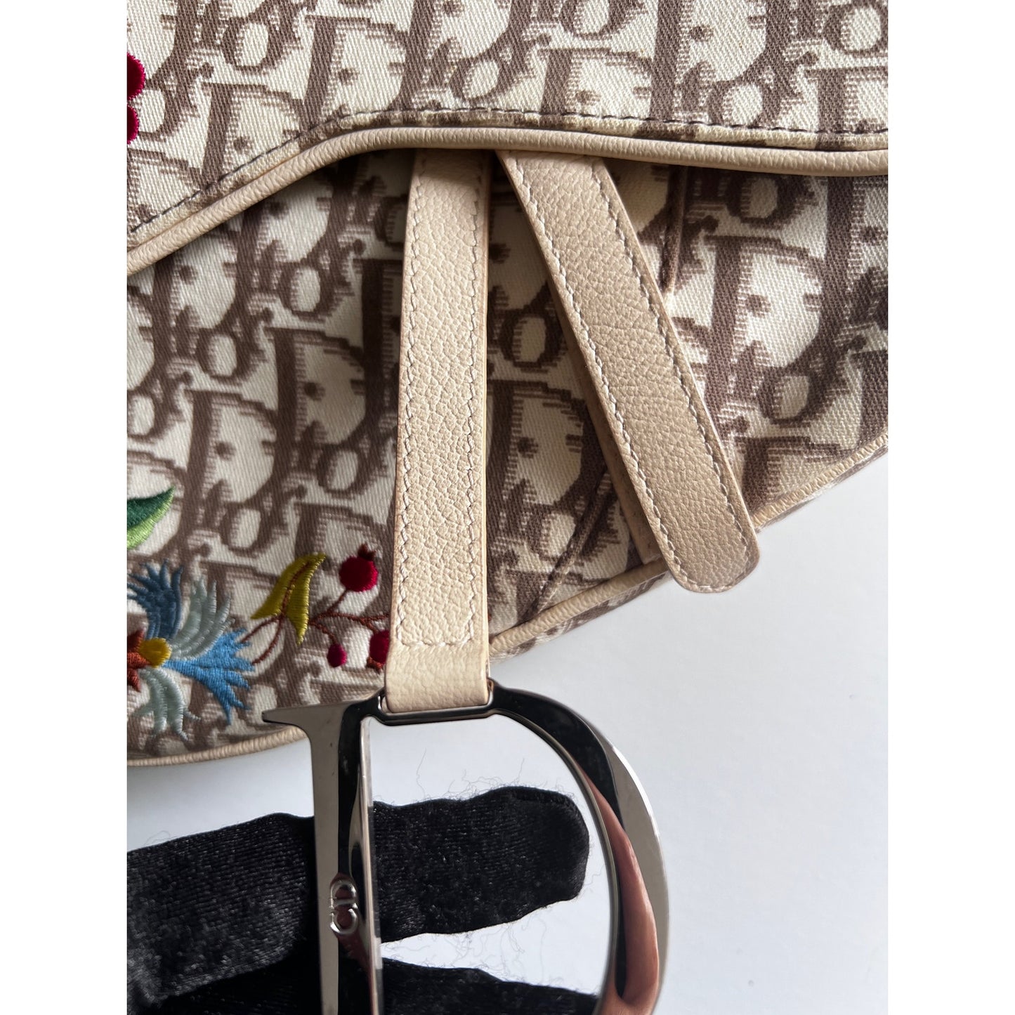 VintageDior Canvas Diorissimo Embroidery Pattern Saddle bag