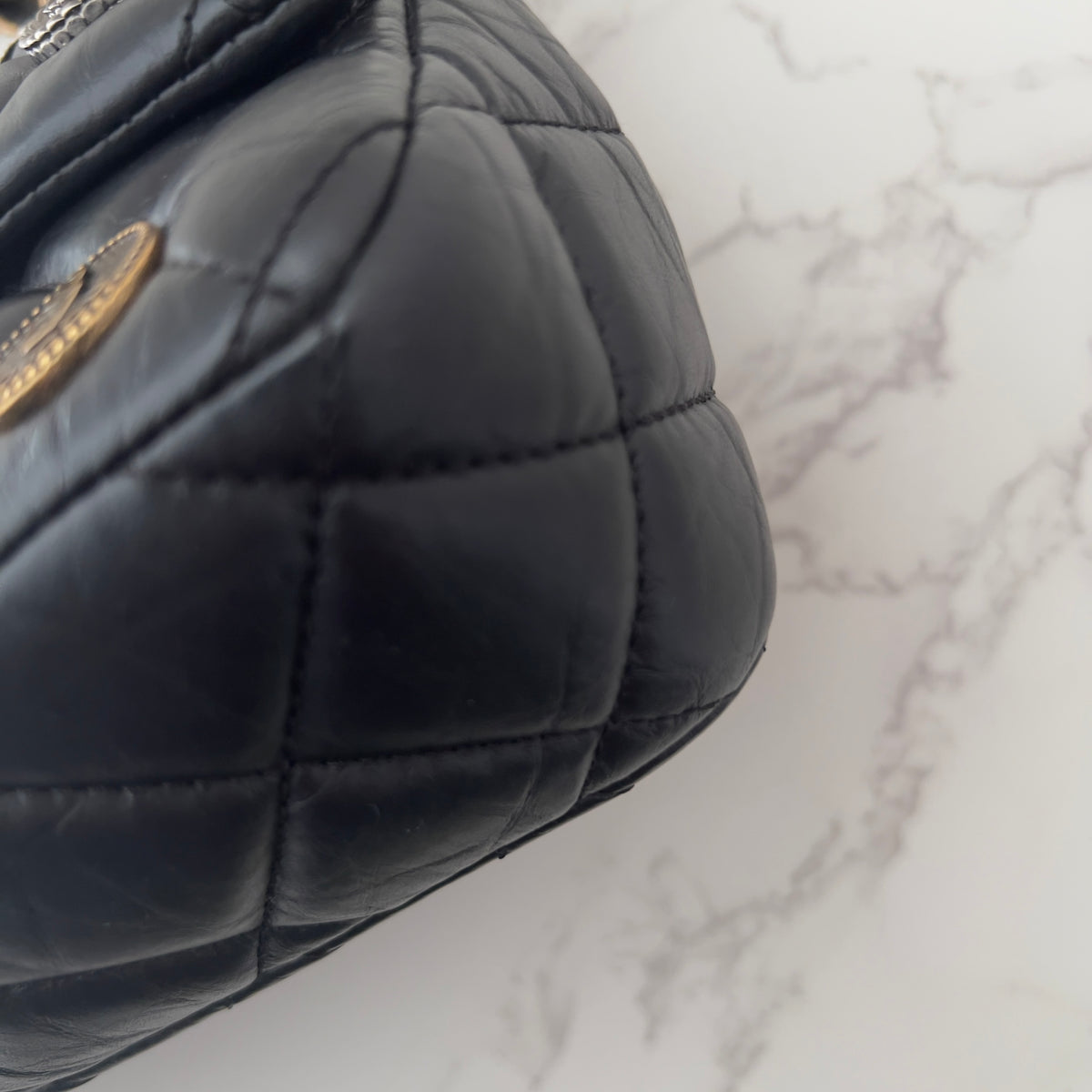Chanel Vintage Black Quilted Leather Lucky Charms Medium Flap Bag