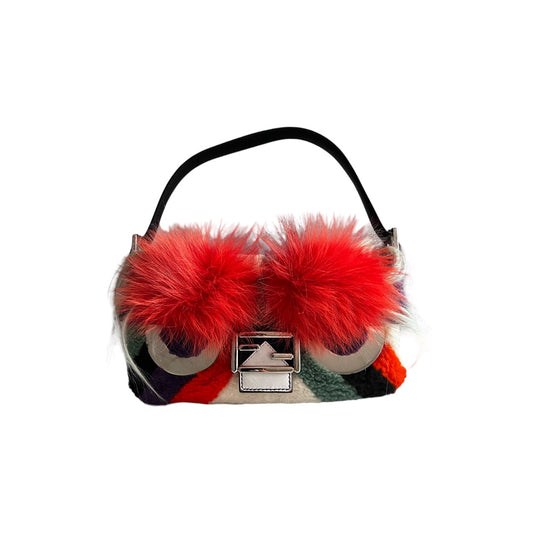 Fendi Angry Bird shearling baguette with long strap