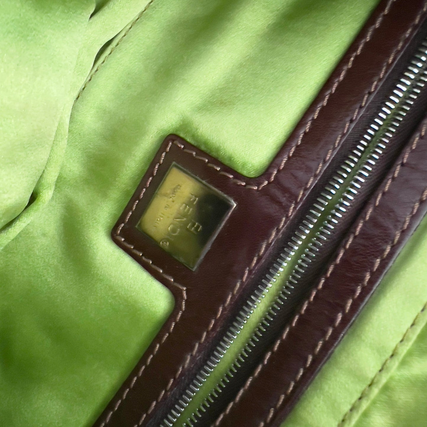 Vintage Fendi Green Mother of Pearl Baguette