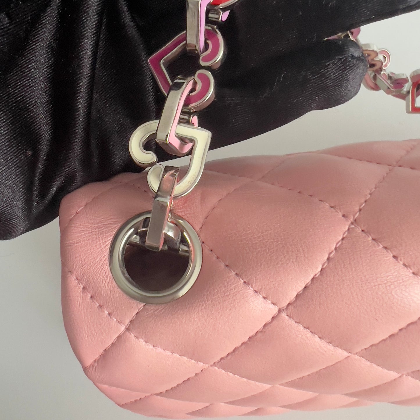Vintage Chanel Pink Quilted Lambskin Medium Heart Chain Valentine Flap Bag
