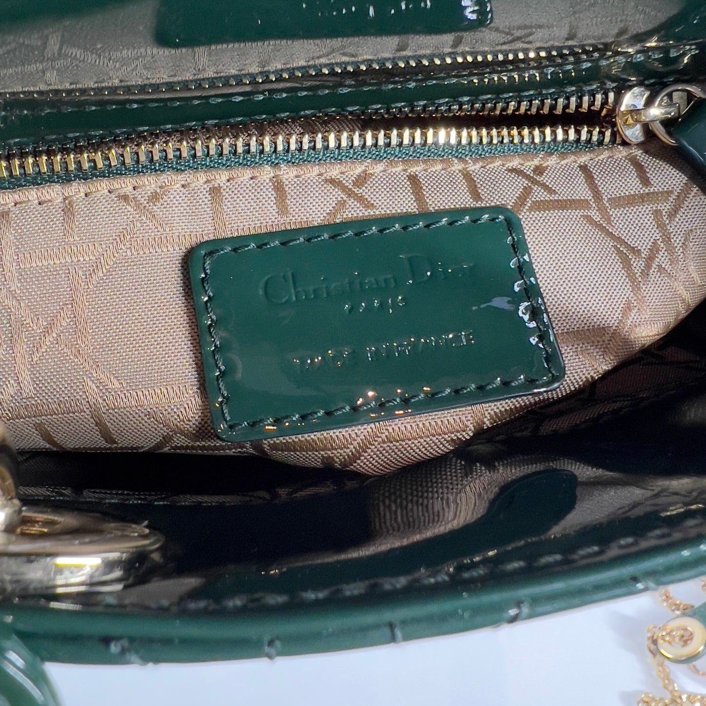 Dior Mini Green Patent Cannage Ladydior Bag