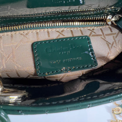 Dior Mini Green Patent Cannage Ladydior Bag