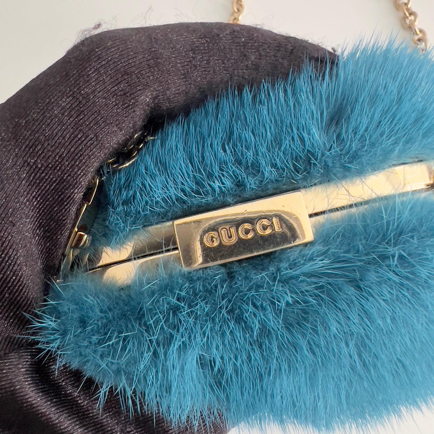 Vintage Gucci Blue Mink Fur Box