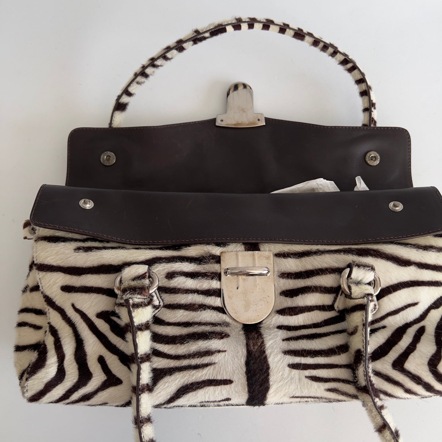 Prada Zebra Print Pony Hair Shoulder Bag