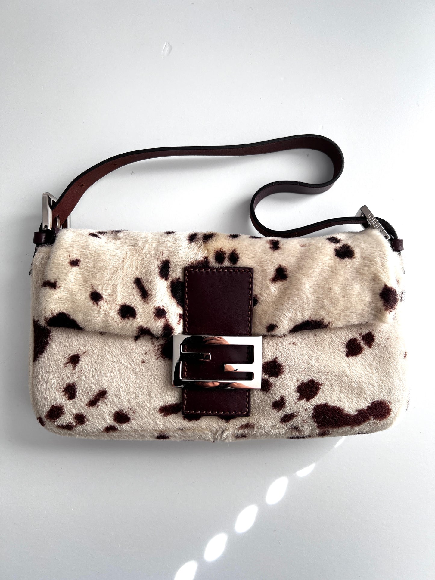 Vintage Fendi cow hide hair baguette