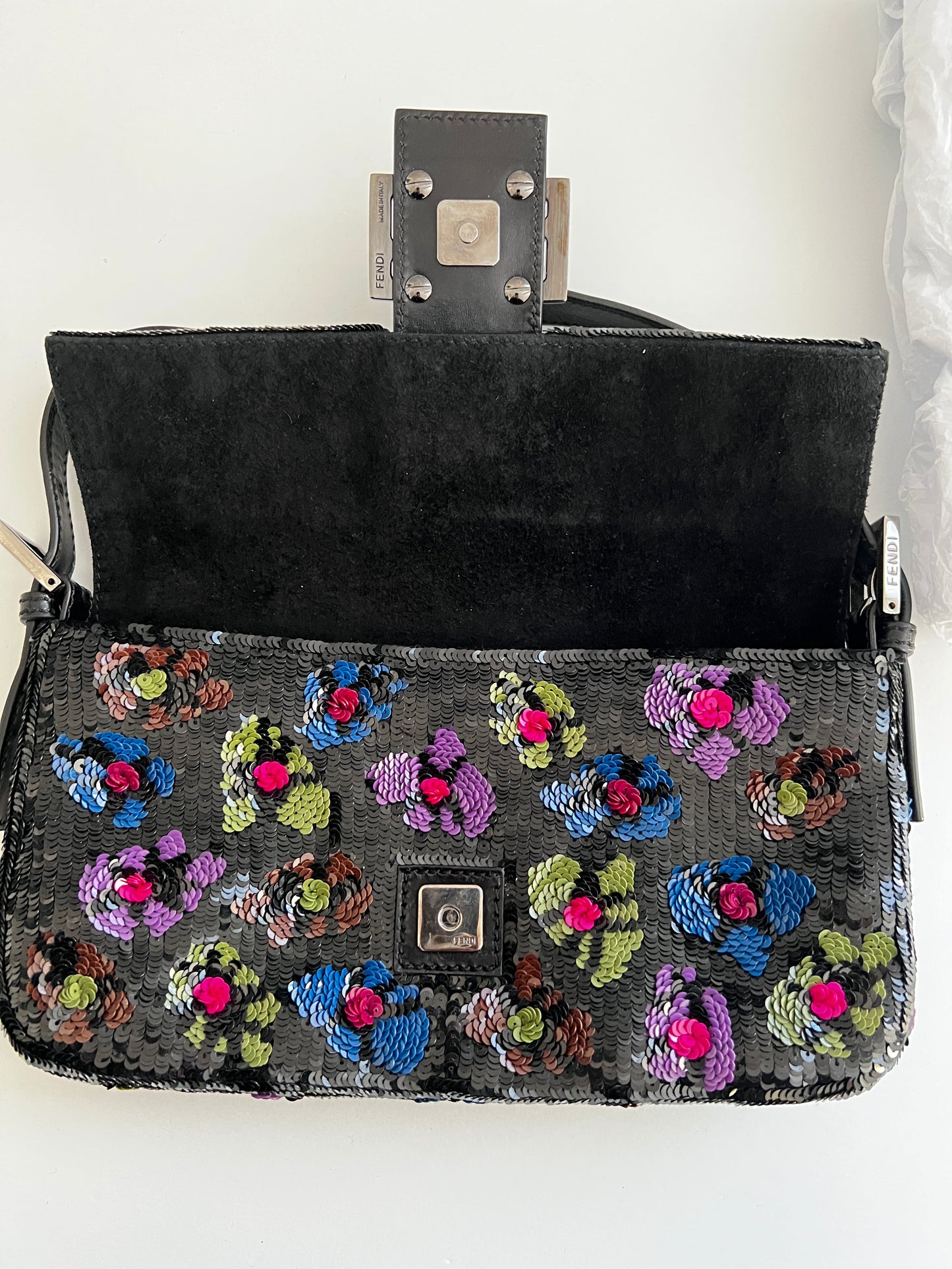 Fendi floral sequin baguette