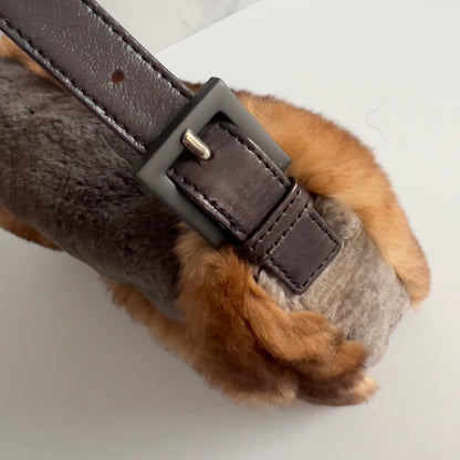 Vintage Fendi Brown & Gray Fur Baguette