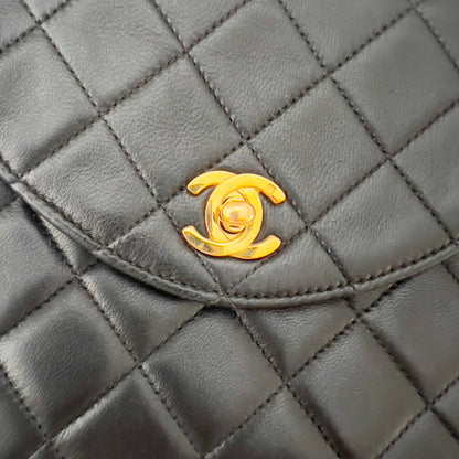 Vintage Chanel Quilted Small Lambskin Tote Bag with Mirror