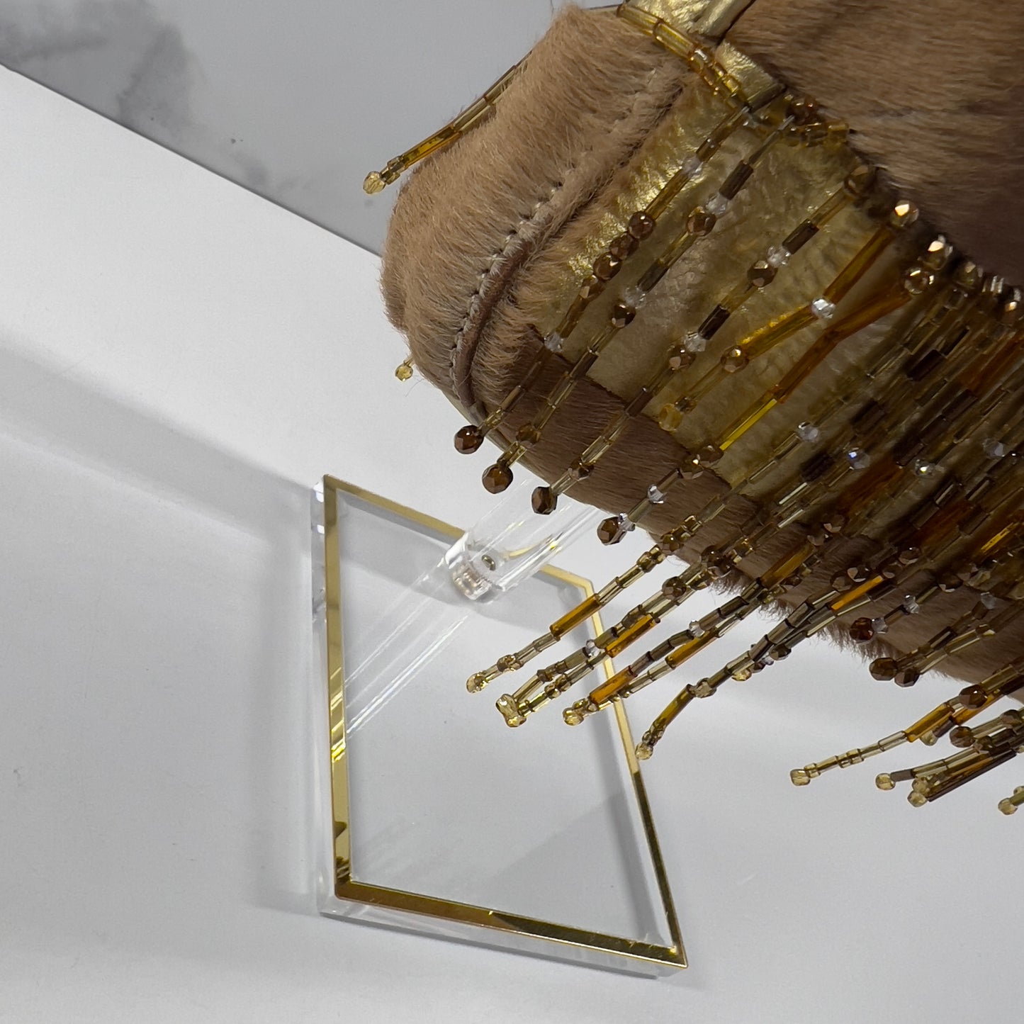 Vintage Fendi Pony Hair Beaded Fringes Baguette