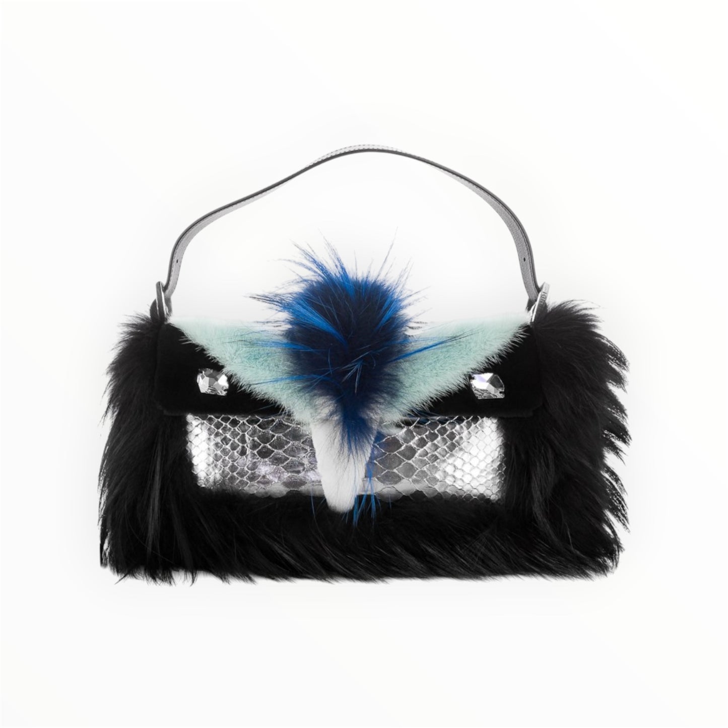 Fendi Angry Bird Python & Fur Baguette