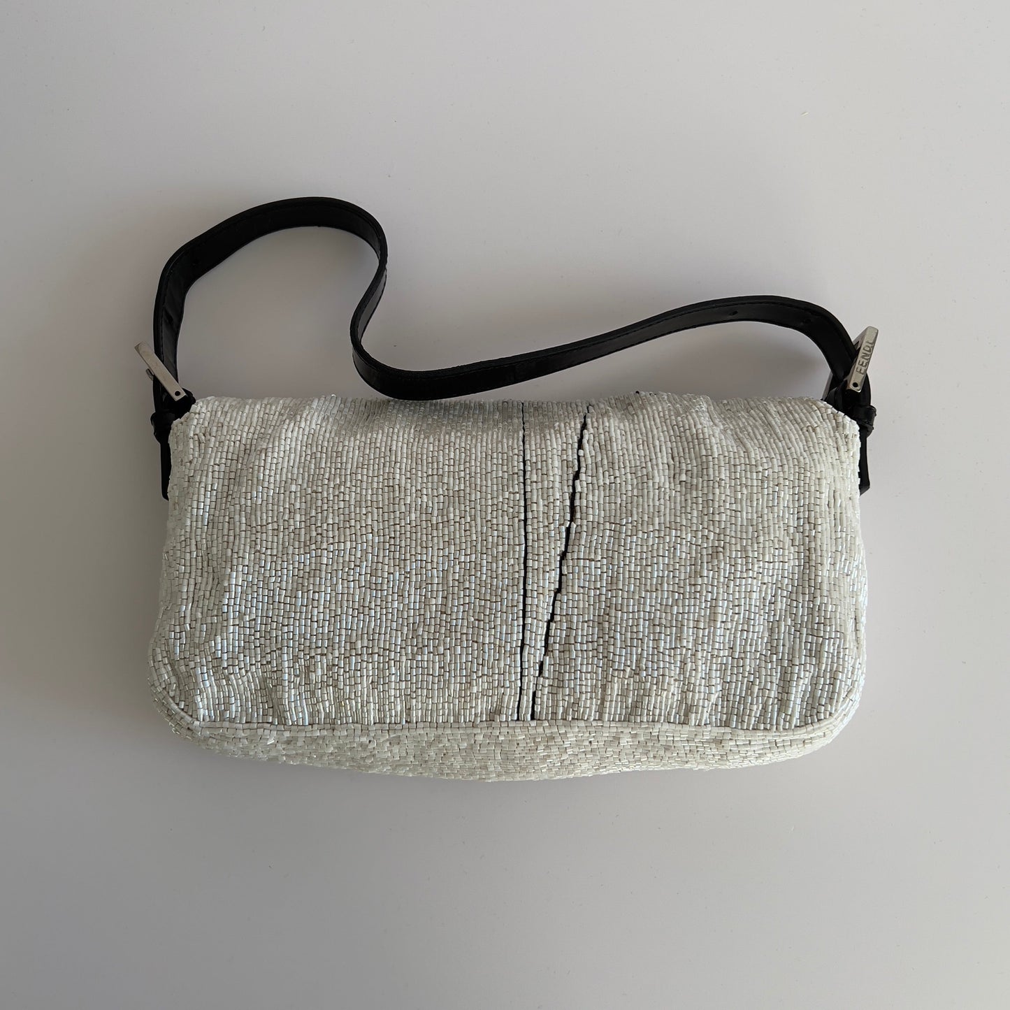 Vintage Fendi White& Black “Spider web”Beaded Baguette