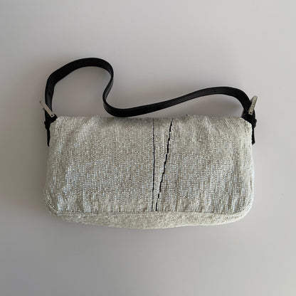 Vintage Fendi White& Black “Spider web”Beaded Baguette