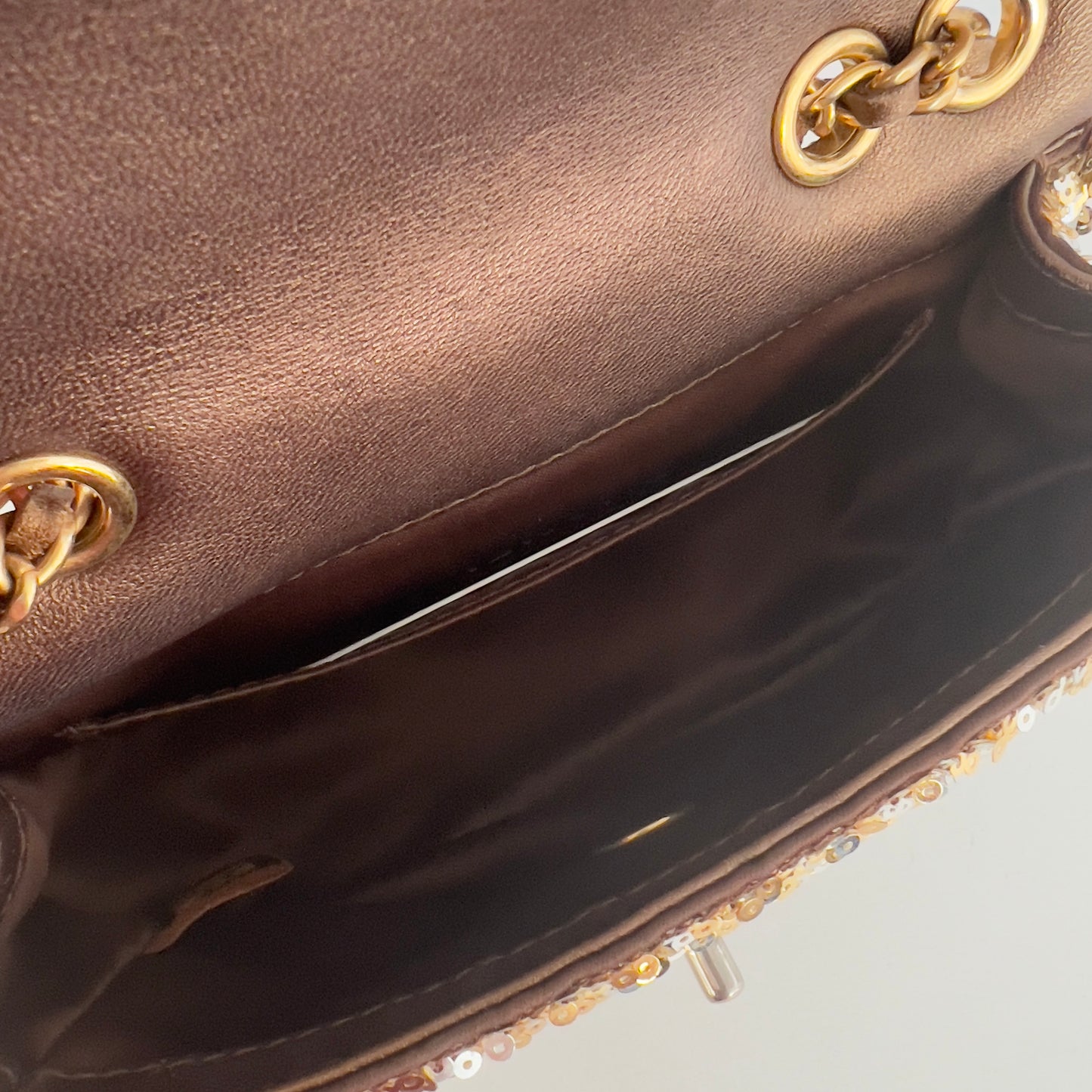 Chanel Mini Rectangle Gold& Silver Sequin Flap Bag