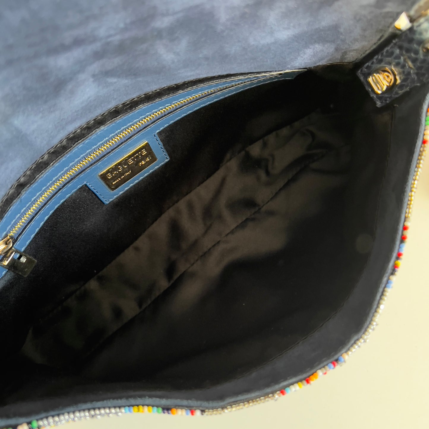 Fendi multi color strips beaded baguette