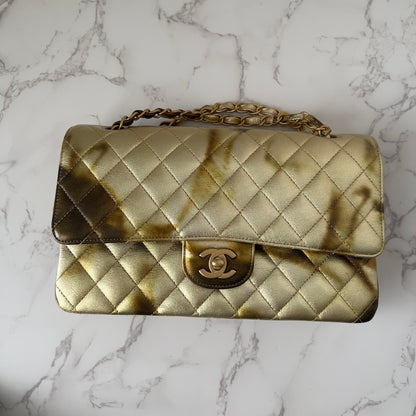 Chanel Classic Double Flap Medium Bag Calfskin Gold Metallic