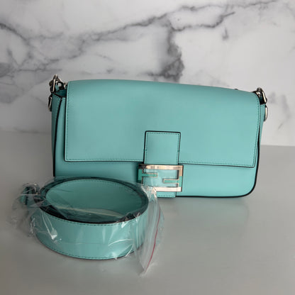 Preloved Fendi & Tiffany Nappa Silver Tiffany Blue Baguette