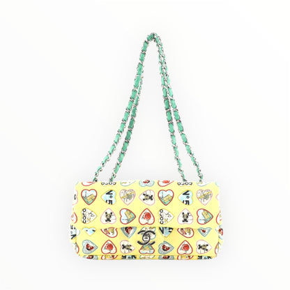 Vintage Chanel Valentine Heart Limited Edition Canvas Small Flap Bag