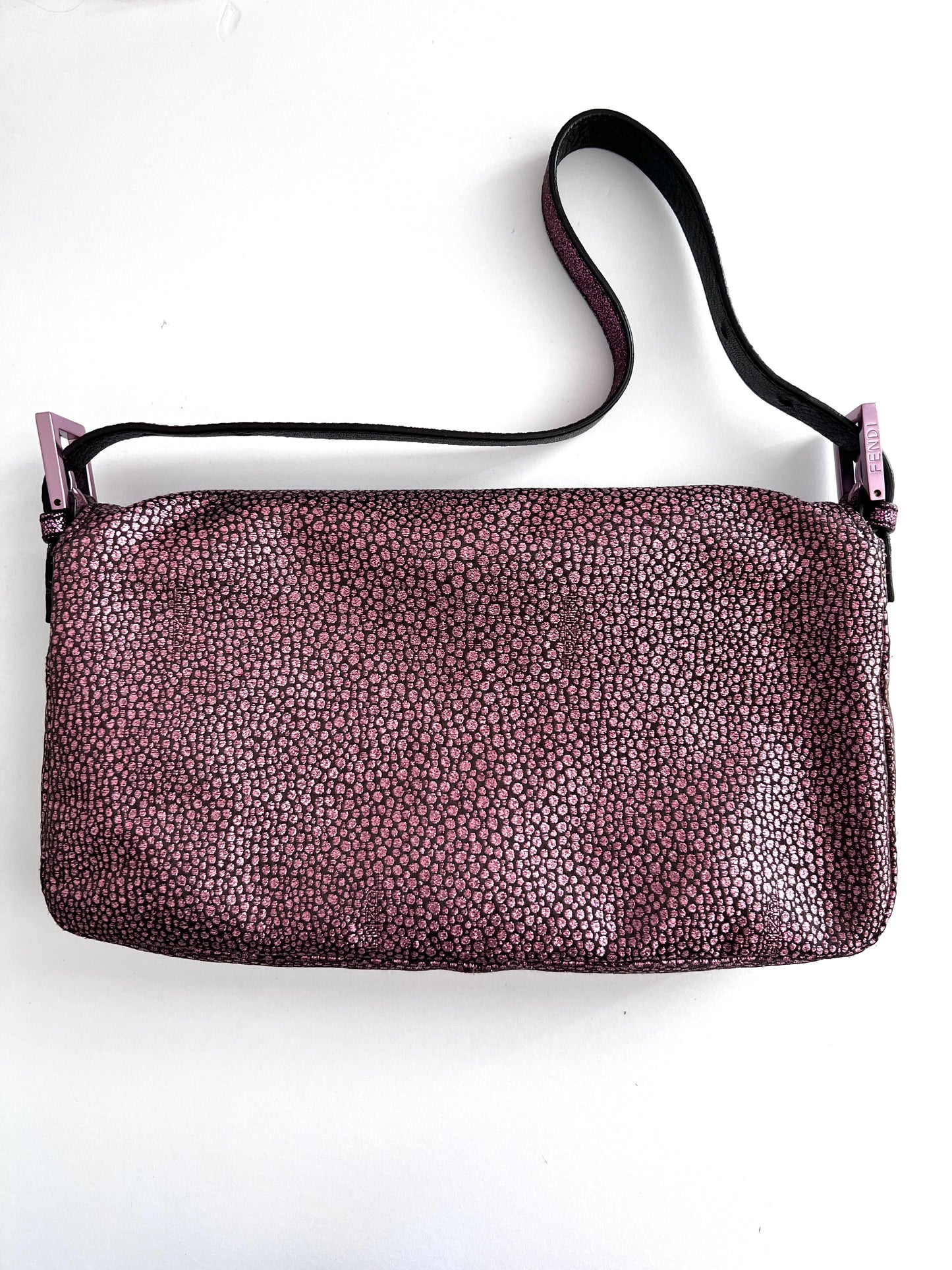 Fendi purple metallic spots baguette