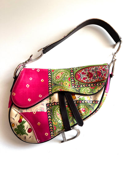 Vintage Dior floral print satin saddle bag