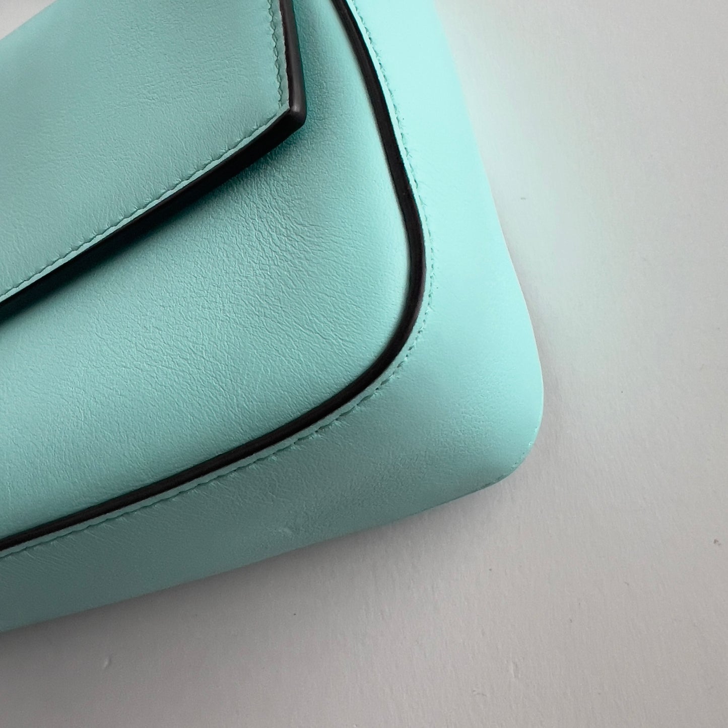 Preloved Fendi & Tiffany Nappa Silver Tiffany Blue Baguette