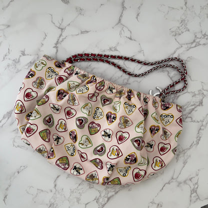 CHANEL Canvas Coco Hearts Shoulder Bag Pink
