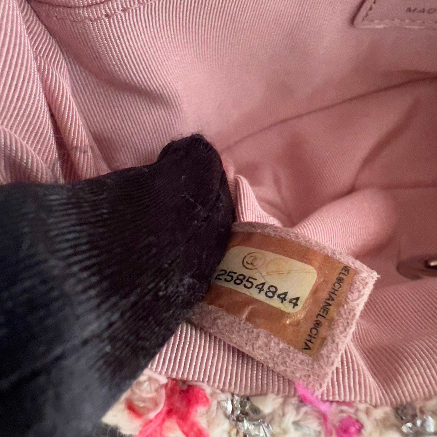 CHANEL Tweed Quilted Mini Rectangular Flap Light Pink Silver