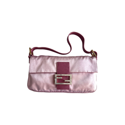 Fendi pink satin baguette