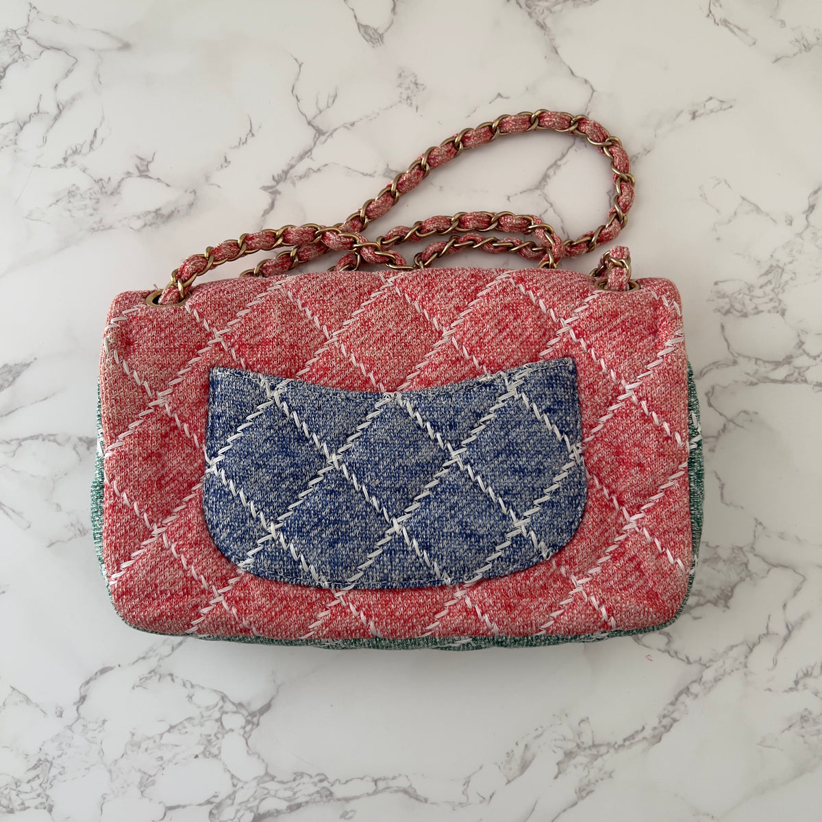 Chanel 2015 Multicolor Quilted Jersey Ultimate Stitch Medium Flap Bag